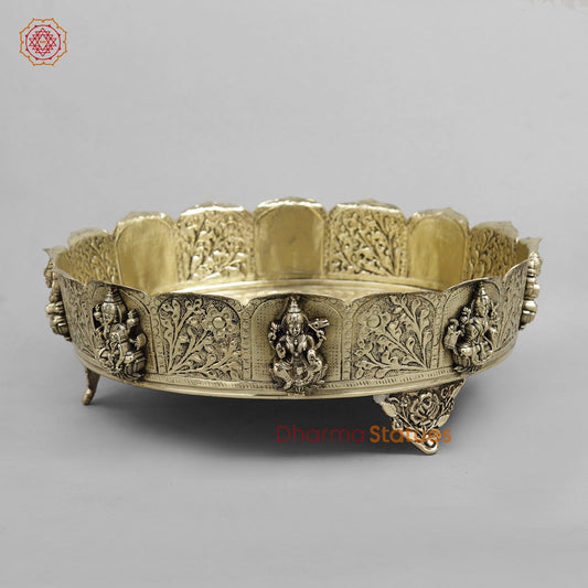 Brass Auspicious fine Ashtlakshmi Urli 11 ”