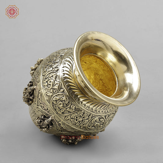 Brass Ashtlakshmi Kalash Fine finish 7”