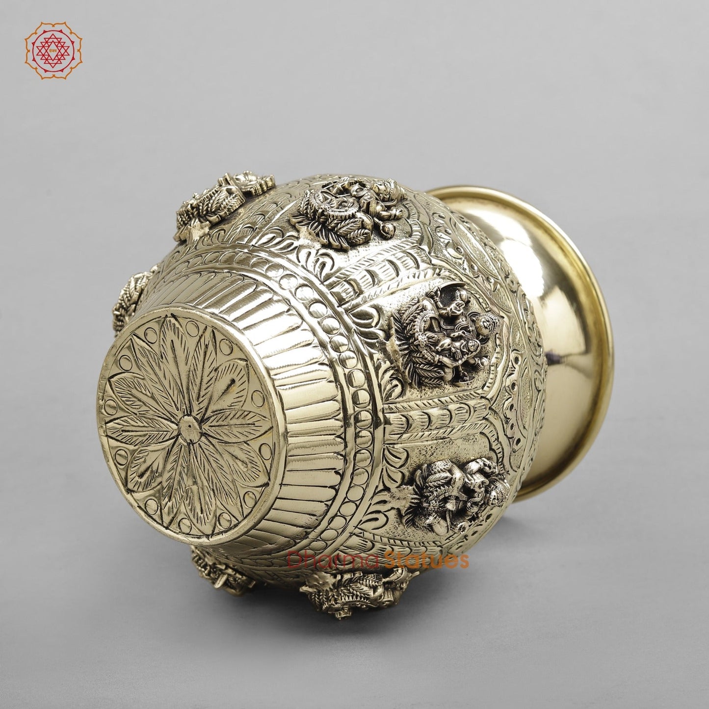 Brass Ashtlakshmi Kalash Fine finish 7”