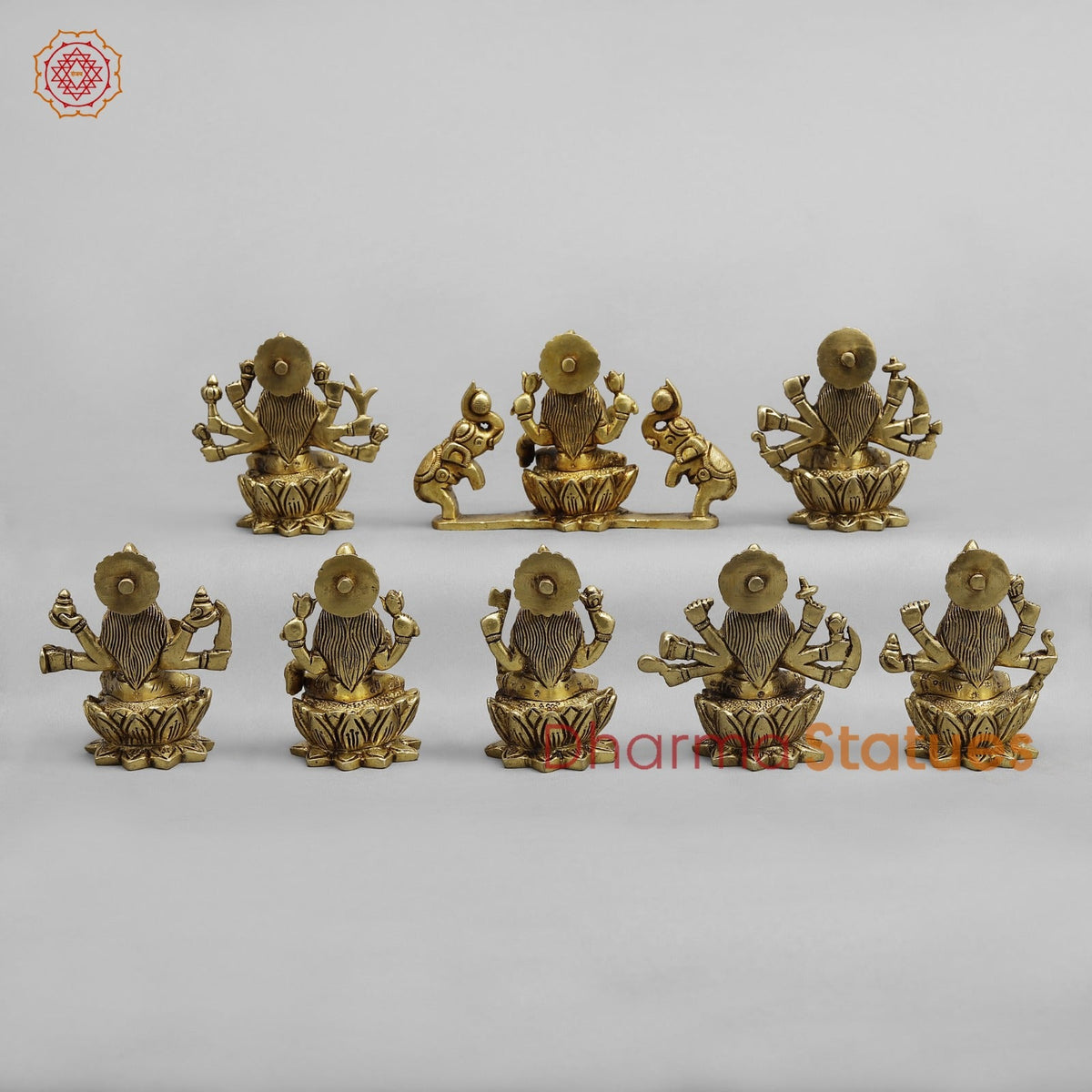 Brass Ashtlakshmi Set Fine , Gold finish 3”