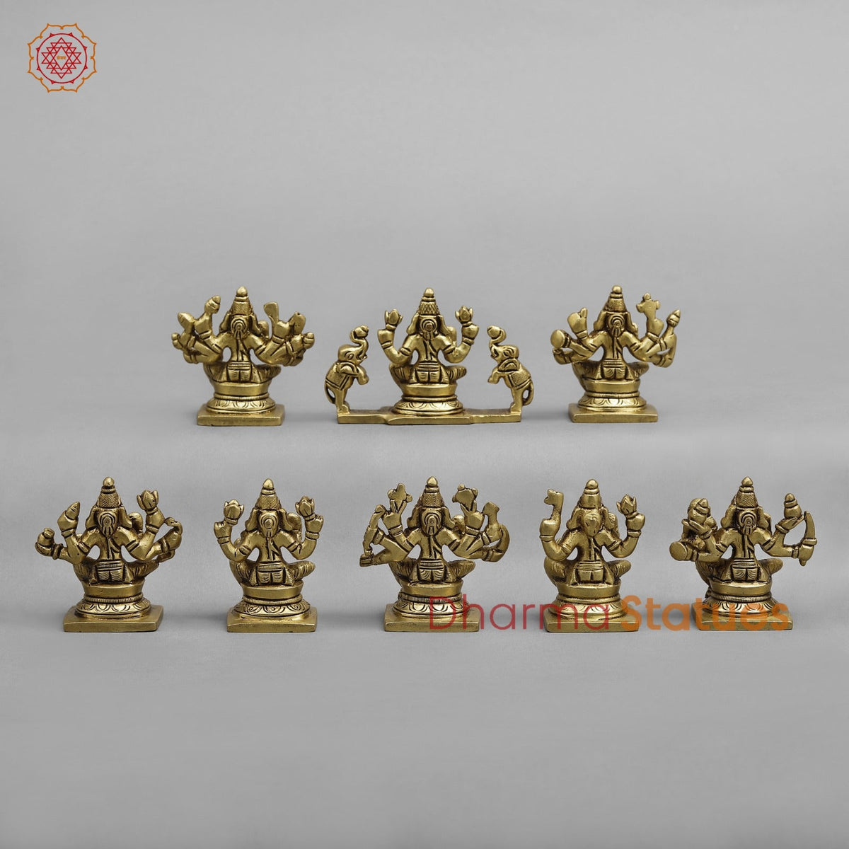 Brass Ashtlakshmi Set Fine , Gold finish 2.5”