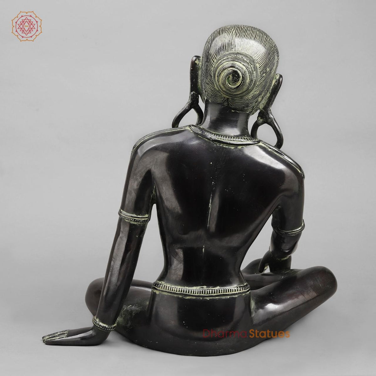 Brass Parwati Seated, Green Black Finish 18”
