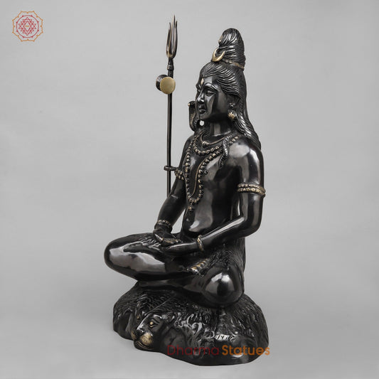 Brass Shiva Seated in Meditation, Royal black finish 22.5”