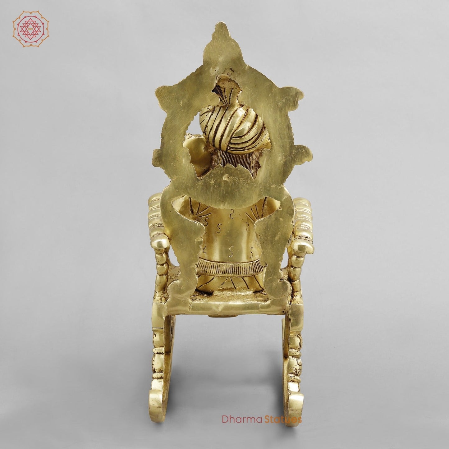 Brass Ganesh seated In Rocking Chair, Golden Finish 17”