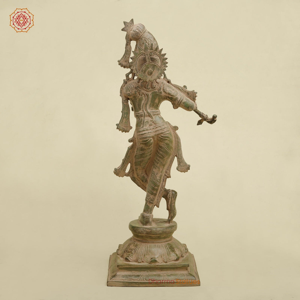 Brass Kalangi Krishna Fine, Antique Green 23”