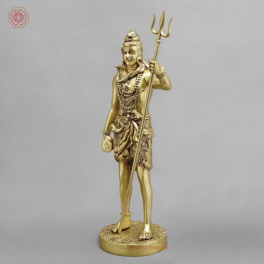 Brass shiva standing Fine, Golden finish 19”