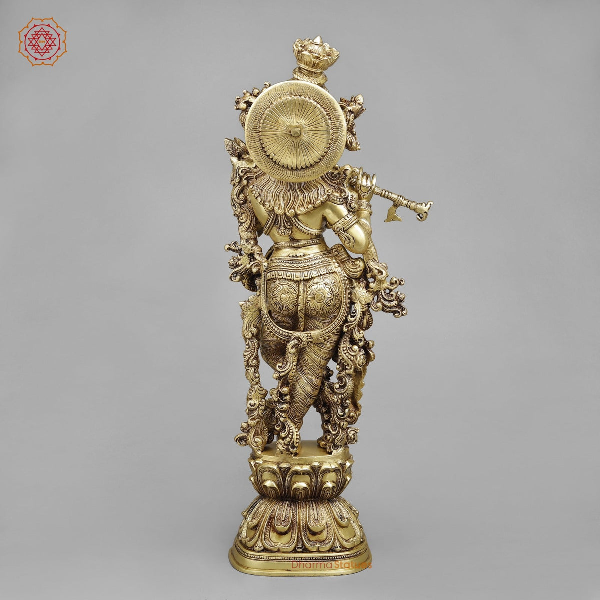Brass Krishna Standing (Premium Quality), Gold Finish 30”