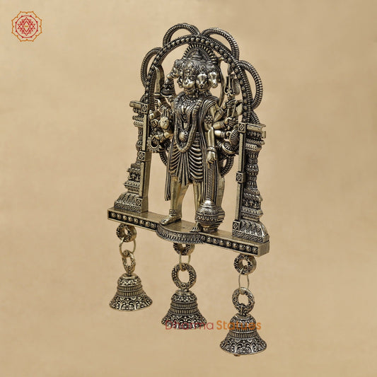 Brass Panchmukhi Hanuman Wall Hanging With bells 7”