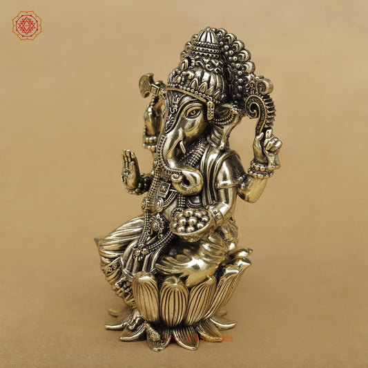 Brass Ganesh seated fine 5”