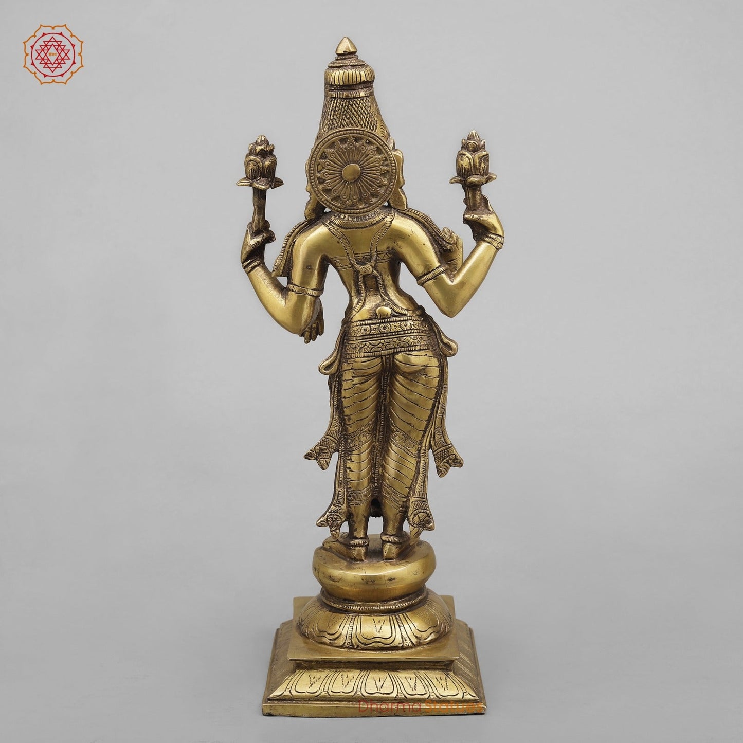 Brass Lakshmi Standing Fine, Antique Finish 17”