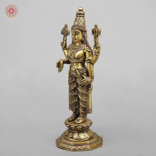 Brass Tirupati Balaji Standing, Antique Finish 16”