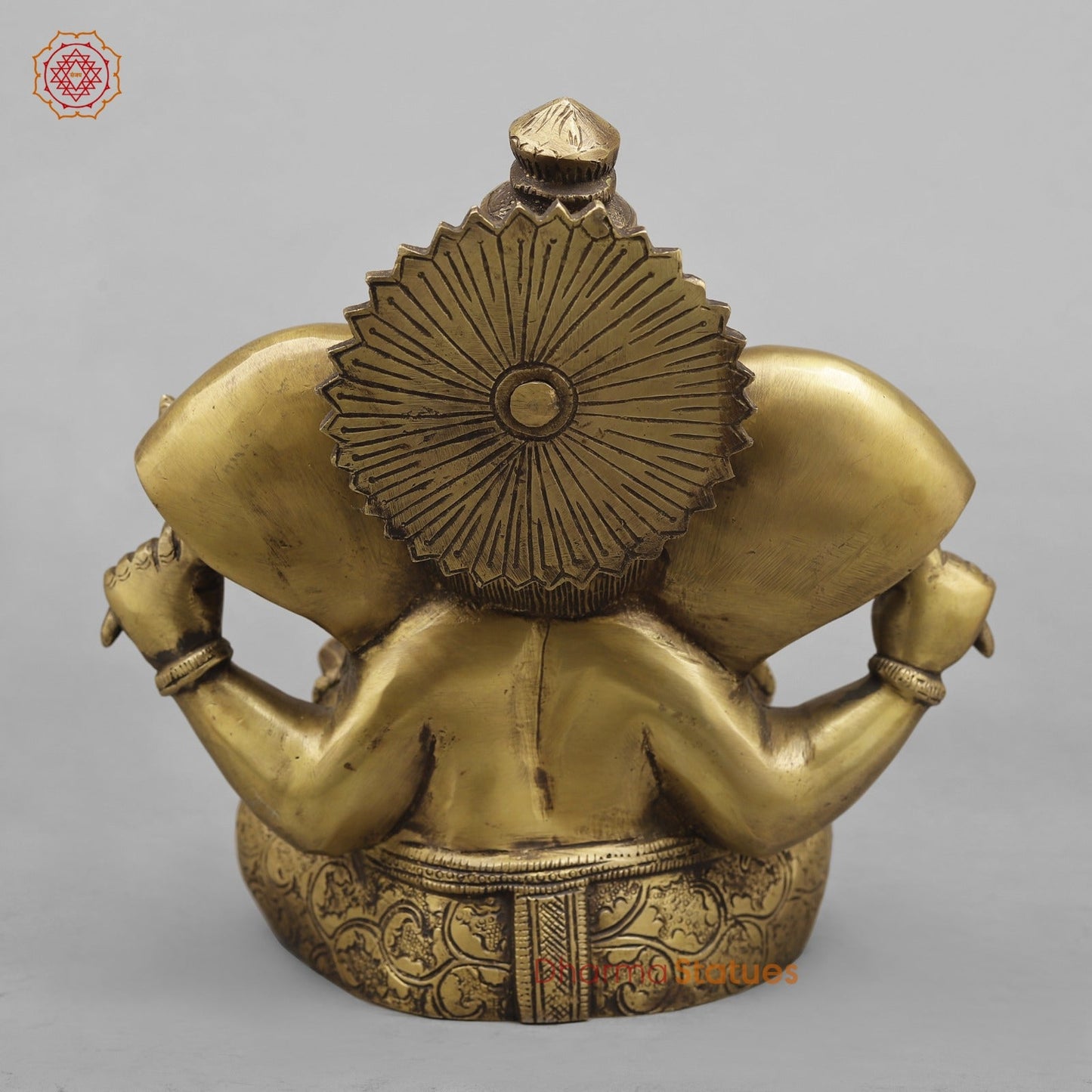 Brass Ganesh with Long Ears, Antique Finish 9”