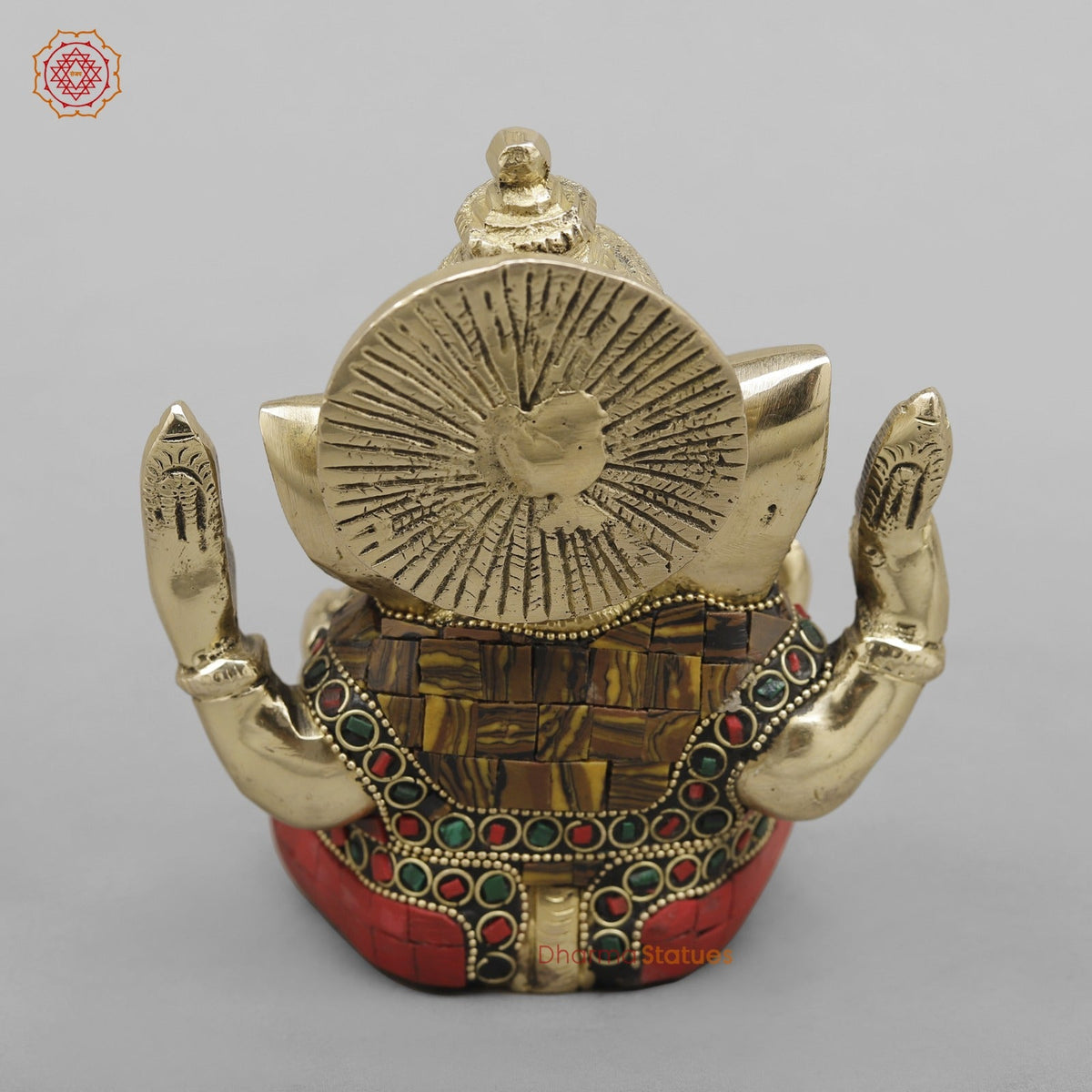 Brass Crown Ganesh Fine, Stone Work 5”
