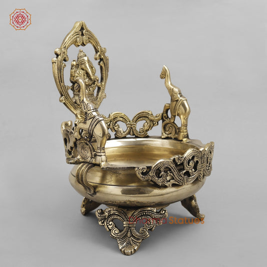 Brass Ganesh Urli Fine, Smooth Finish 11”