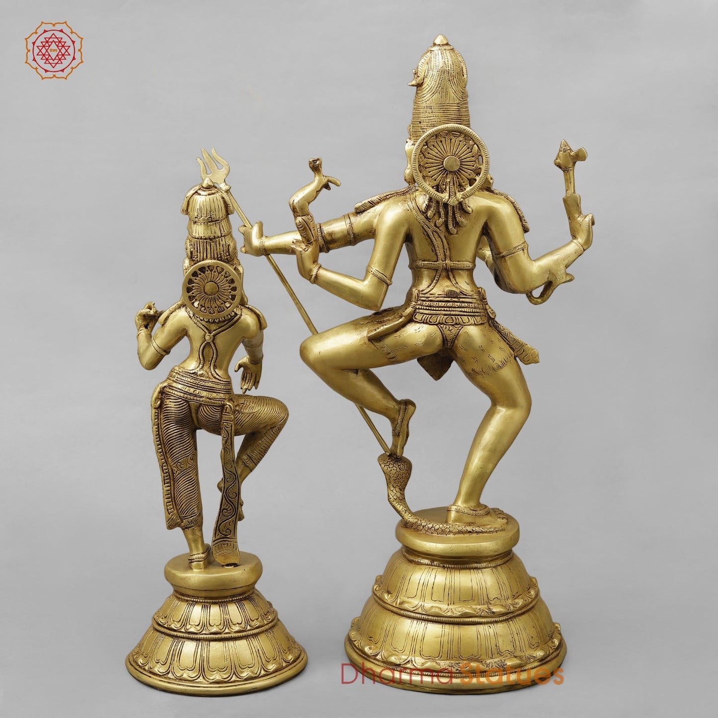 Brass Shiva Parwati Dancing Fine, Special Gold Finish 22”