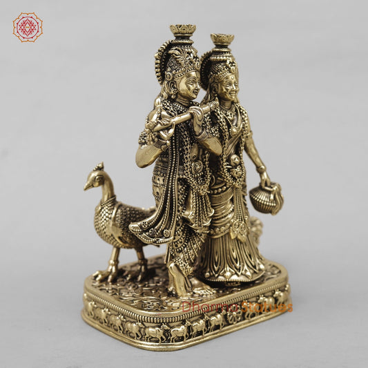 Brass Radha krishna Fine With Peacock 6”