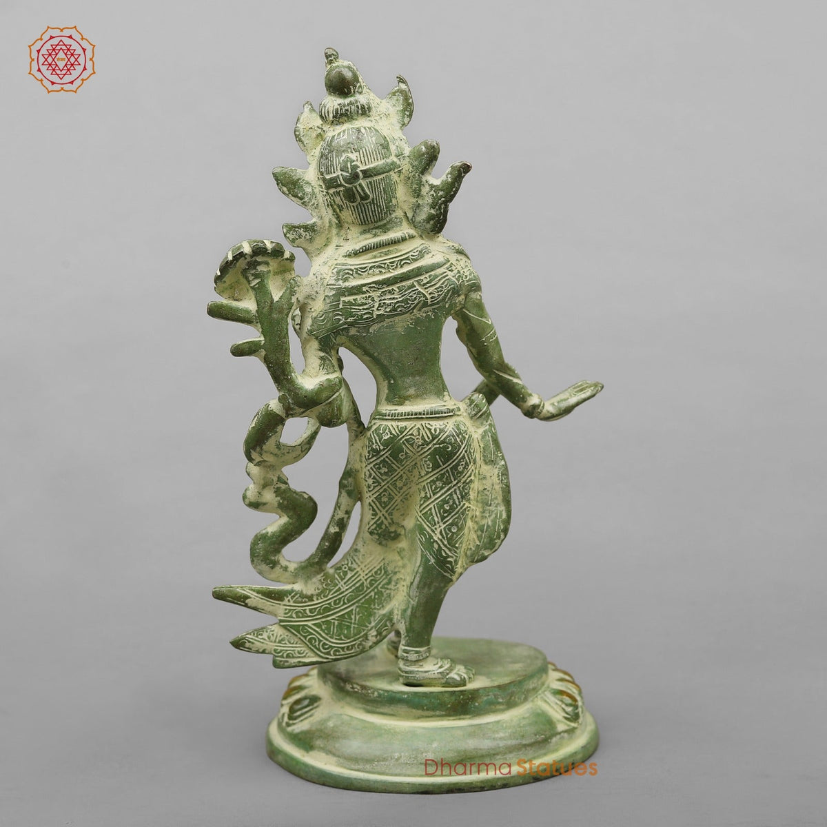 Brass Green Tara Standing Fine, Green Leaf Finish 9”