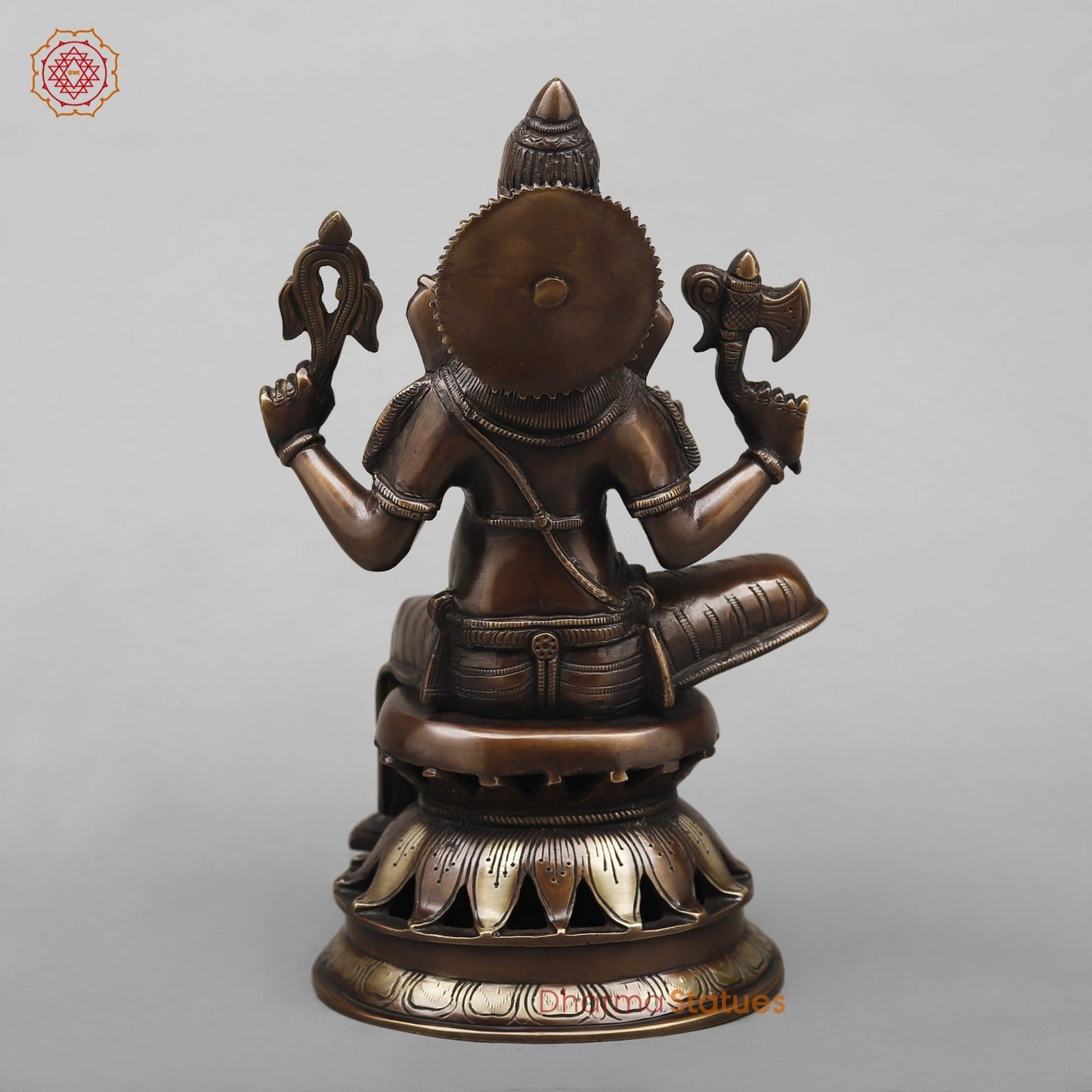Brass Ganesh Seated Fine, Antique Copper Finish 12”