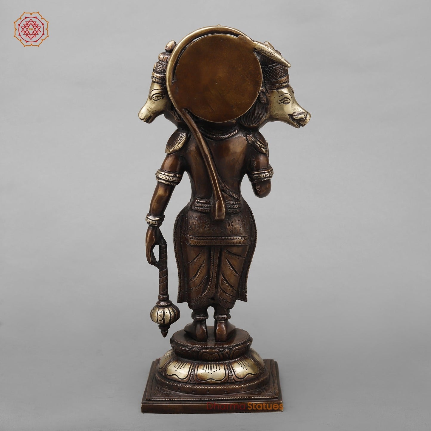 Brass Panchmukhi Hanuman Fine, Antique Copper Finish 14”