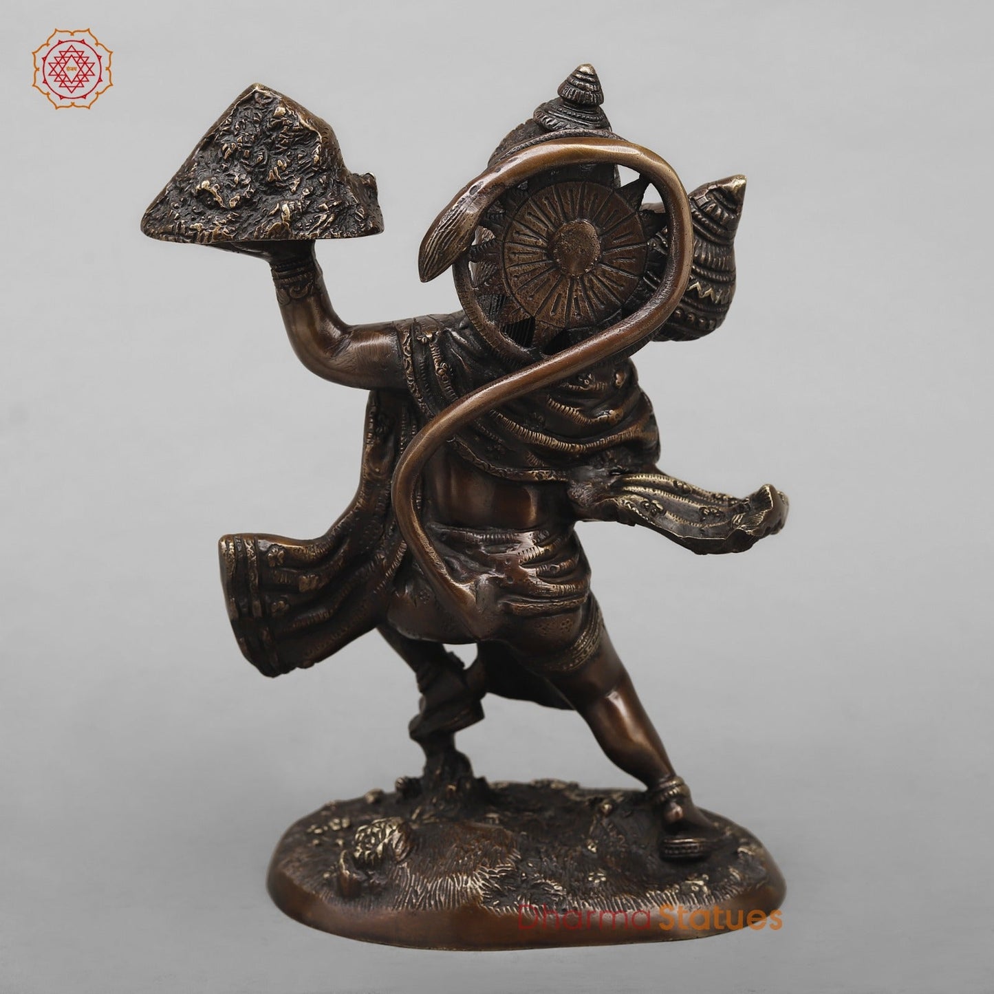 Brass Hanuman Standing Fine, Antique Copper Finish 11”