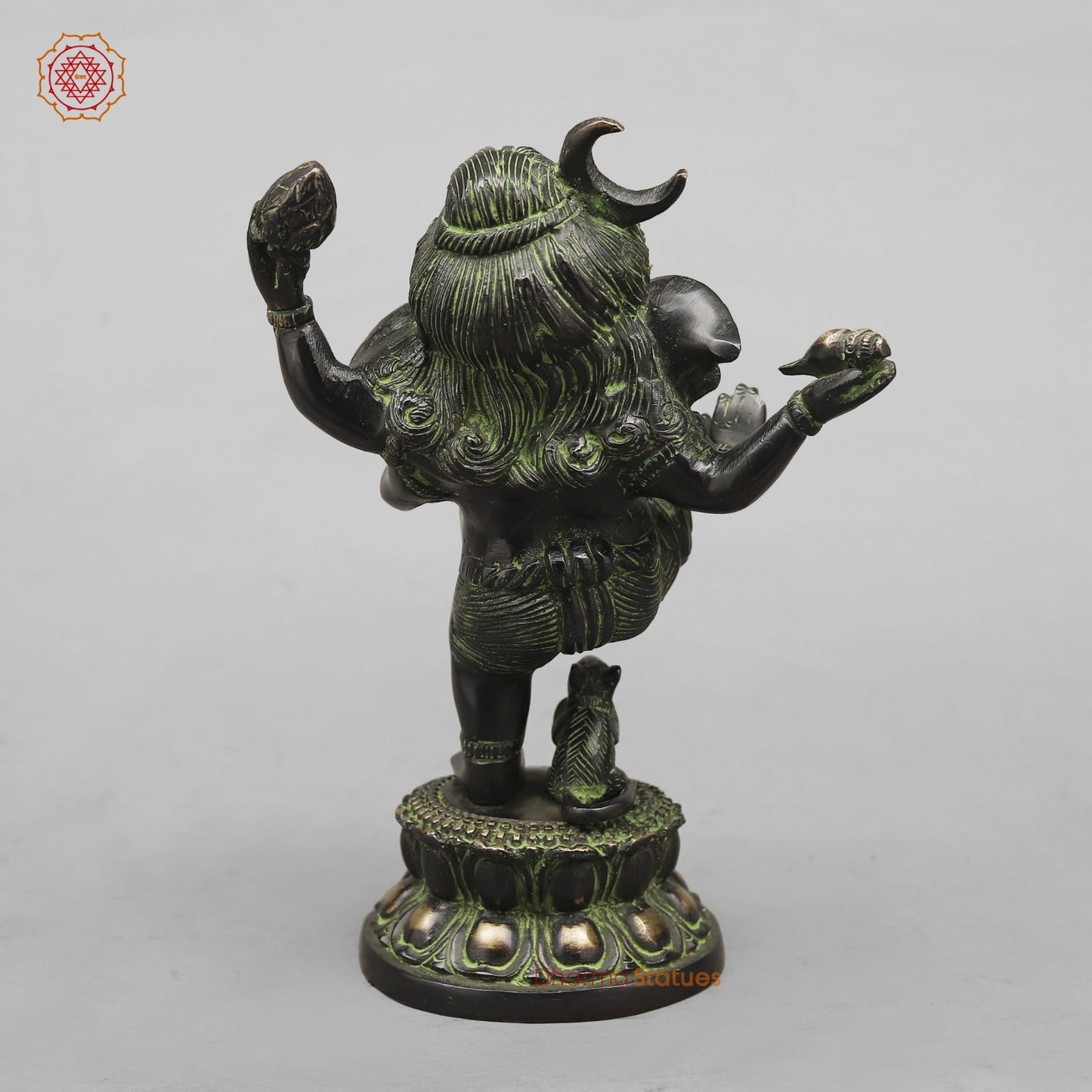 Brass Baby Ganesh Dancing Fine, Black Green Finish 8.5”