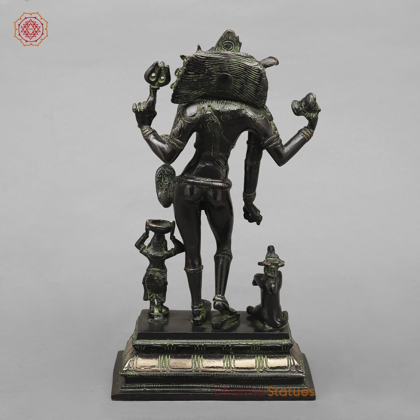 Brass Kaal Bhairo Shiva Standing Fine, Black antique Finish 12”