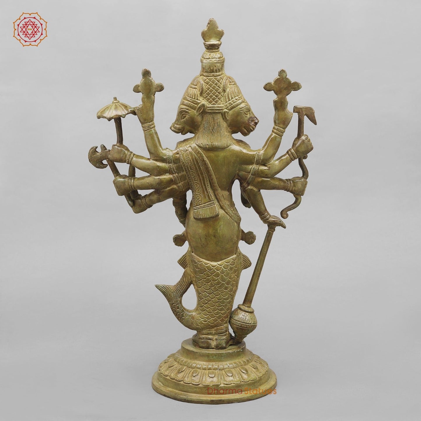 Brass Dasavtar Statue Fine, Green Patina Finish 16.5”