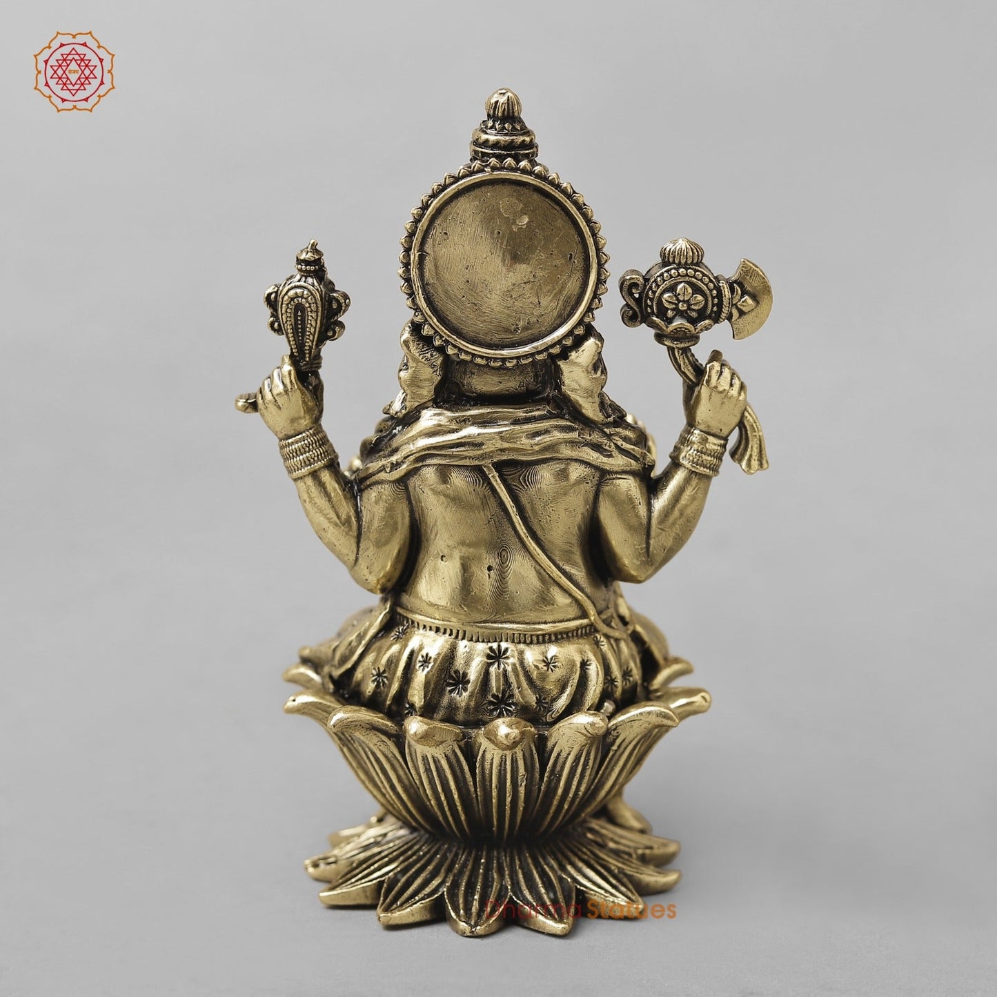 Brass Ganesh Seated on Lotus Fine 4”