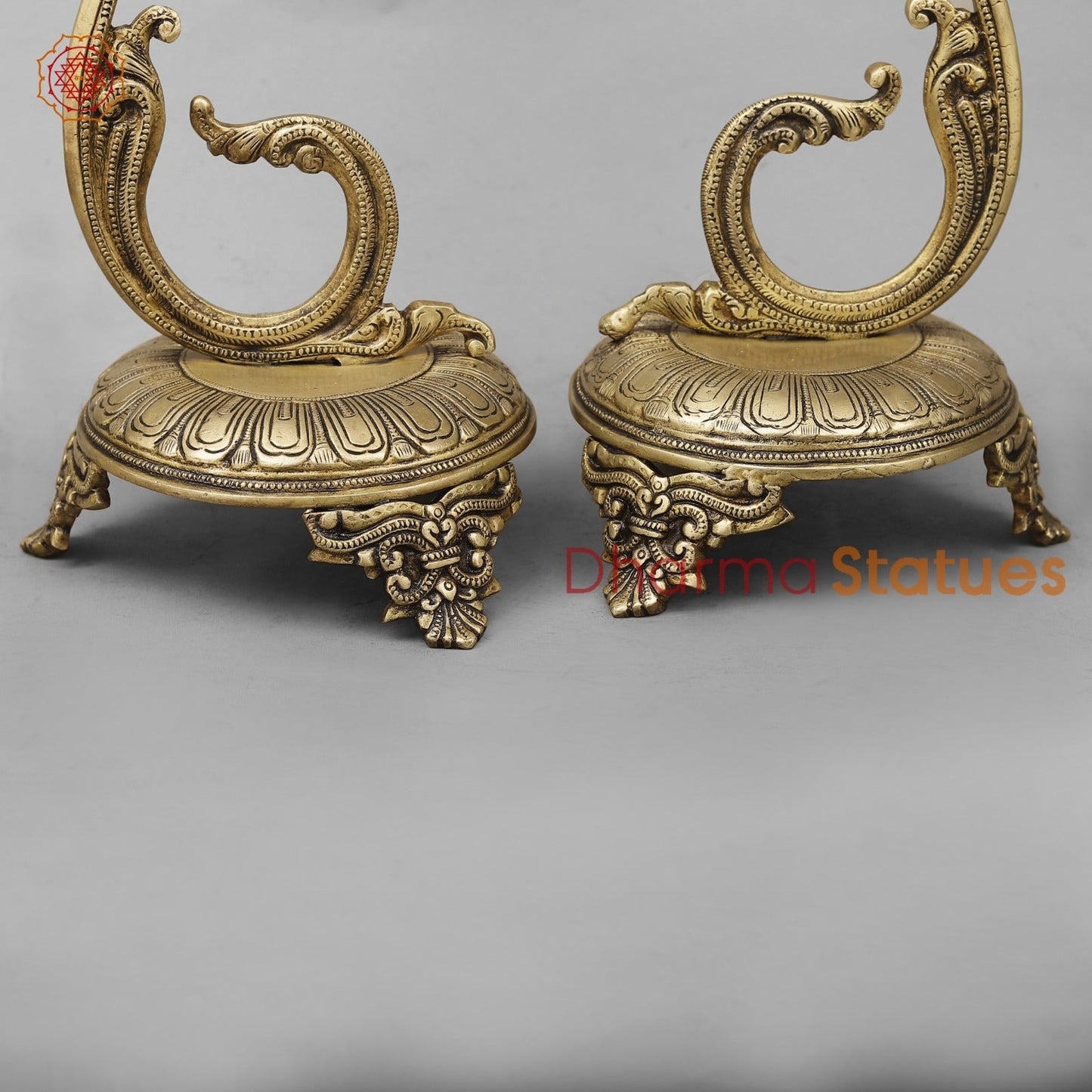 Brass South Indian Peacock Lamps Fine, Smooth Finish 27” (Set of 2 pcs)