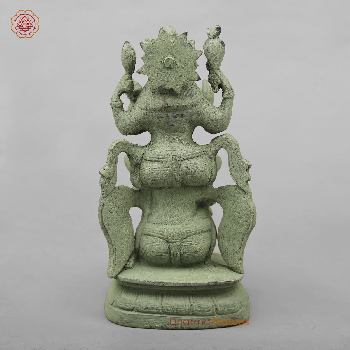 Brass Vishnu Garuda, Green Antique Finish 8”