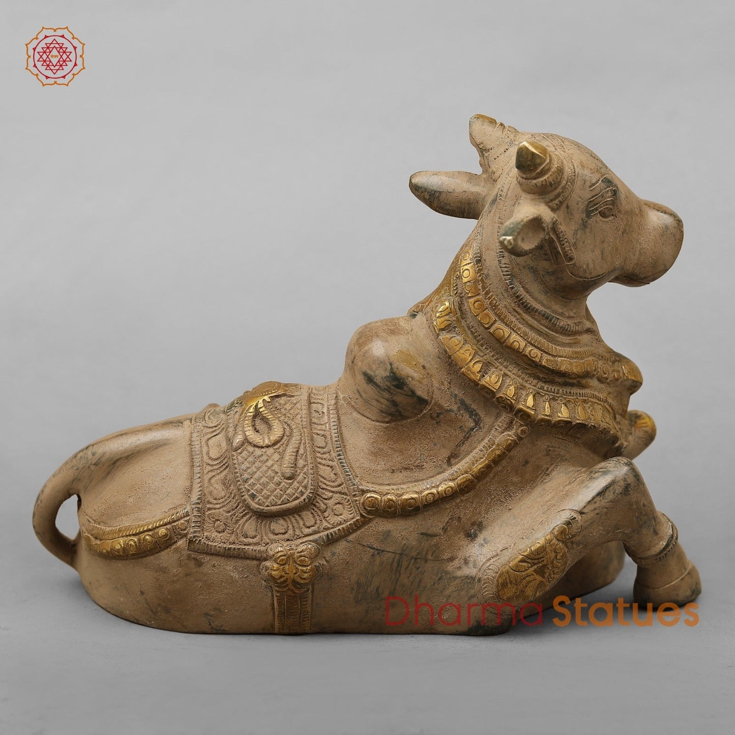 Brass Nandi Seated, Antique Finish 9”