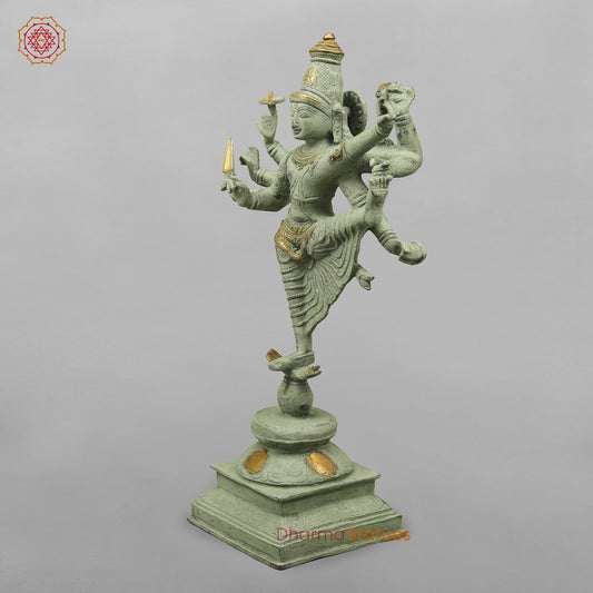 Brass Perumal Standing, Green Antique Finish 16.5”