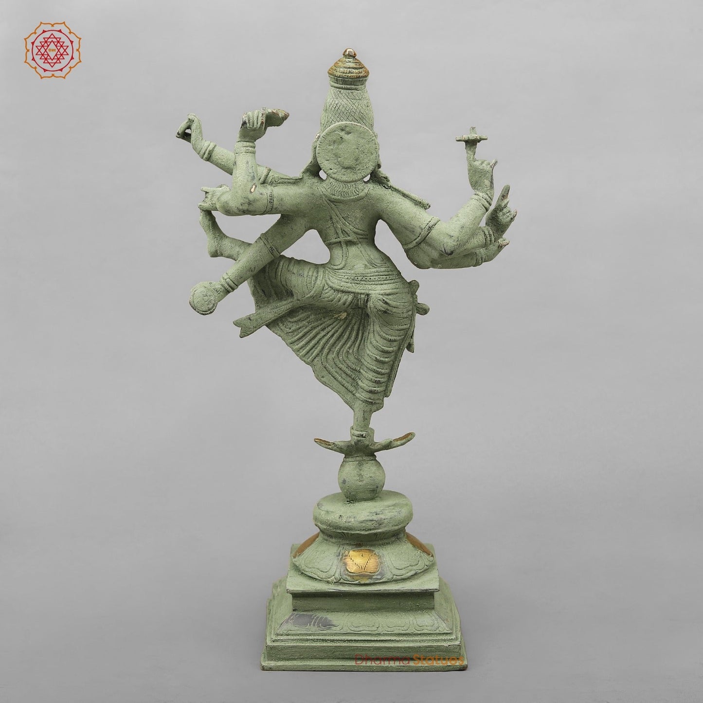 Brass Perumal Standing, Green Antique Finish 16.5”