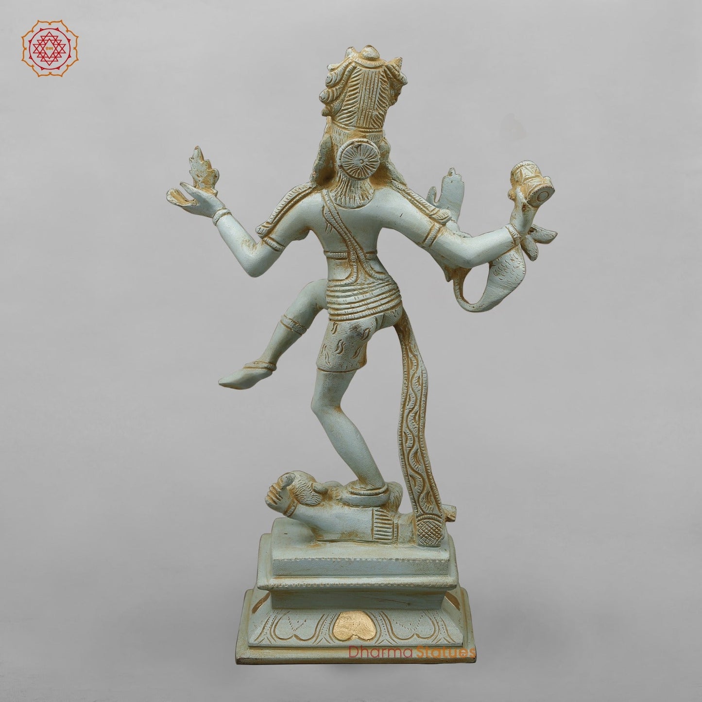 Brass Dancing Shiva Fine,Antique Blue and Gold finish 12.5”