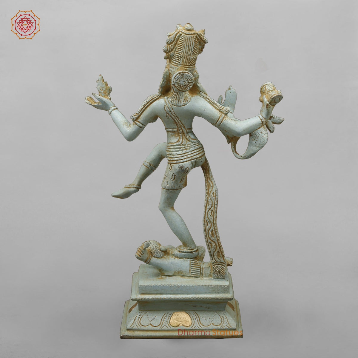 Brass Dancing Shiva Fine,Antique Blue and Gold finish 12.5”