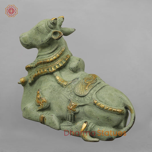 Brass Nandi Seated Fine, Green Patina Antique Finish 9.5”