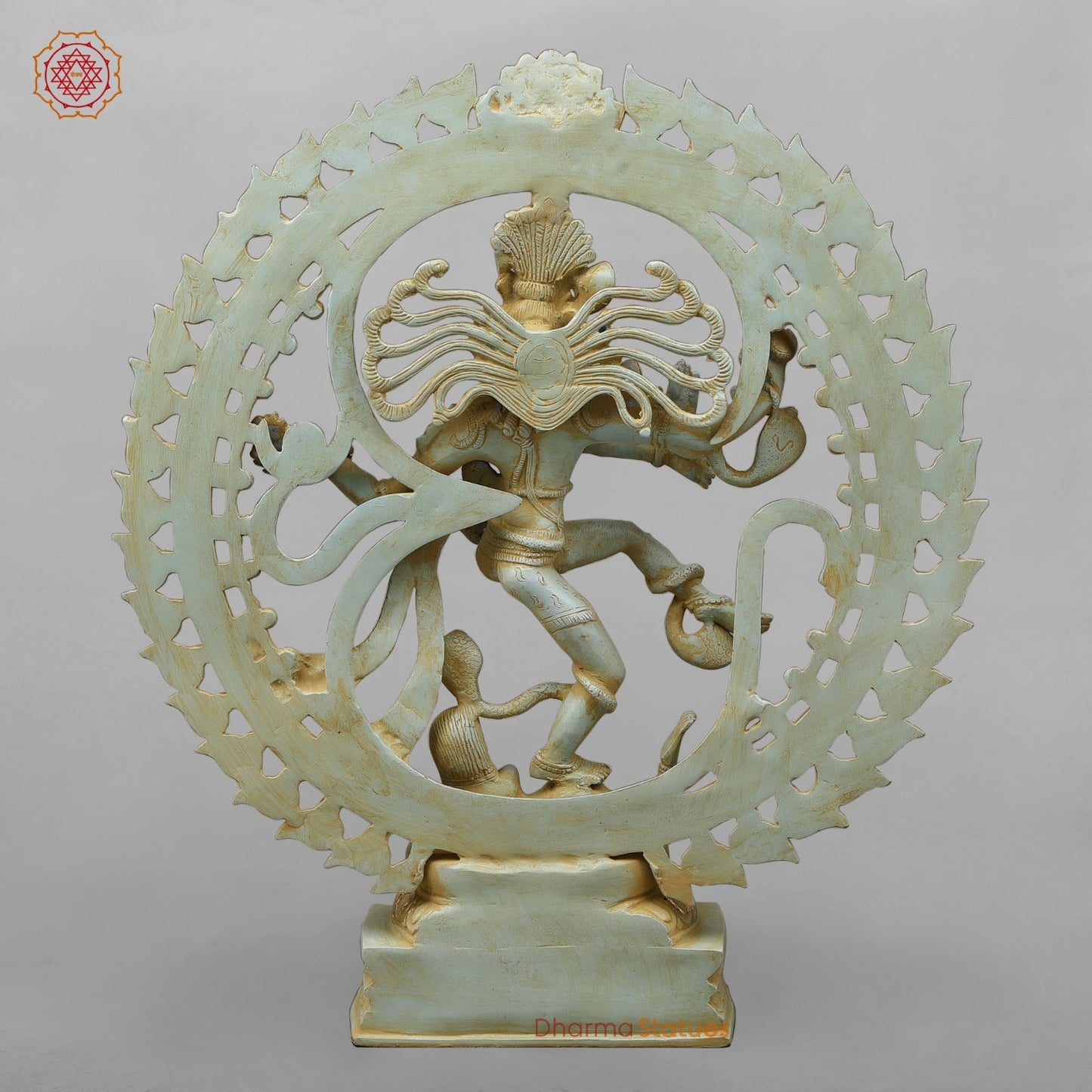 Brass Natraj Fine With Om, Light Turquoise finish with Gold 21”
