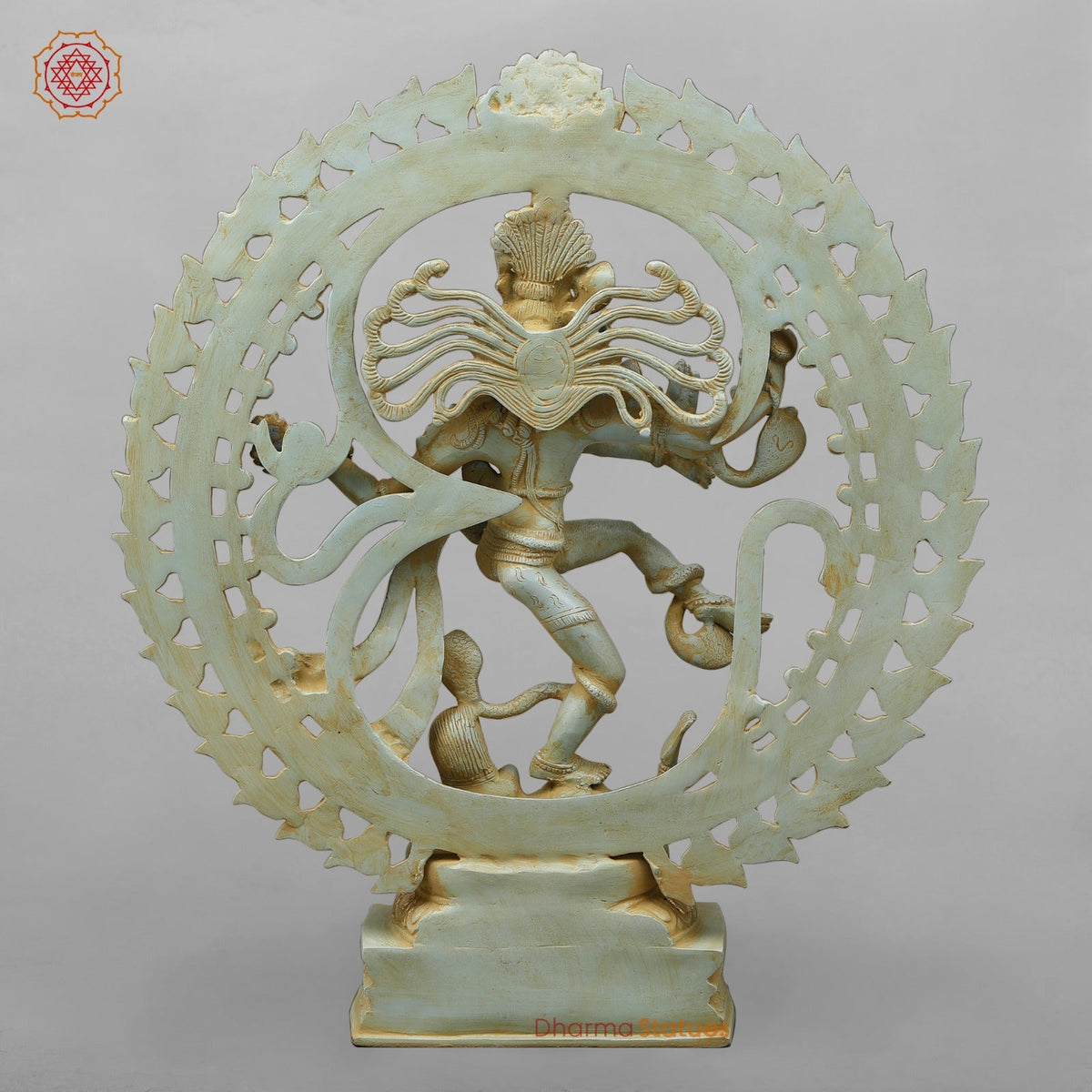 Brass Natraj Fine With Om, Light Turquoise finish with Gold 21”