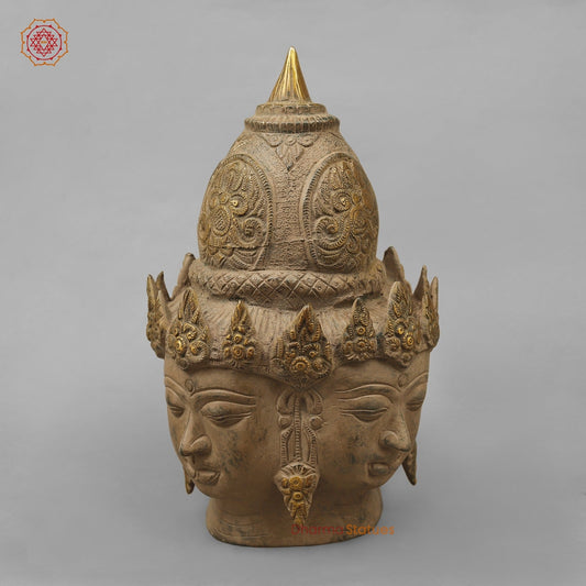 Brass Shiva Head (Mukhlingam), Antique Finish 13”