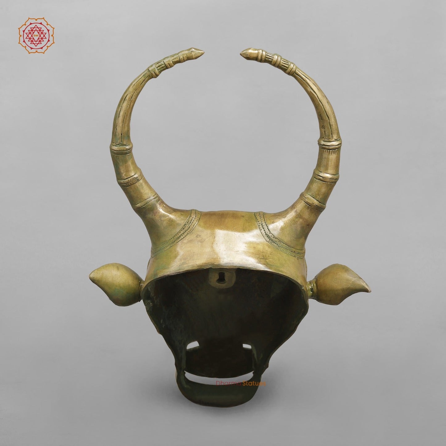 Brass Nandi Head Hanging Fine, Patina Finish 17”