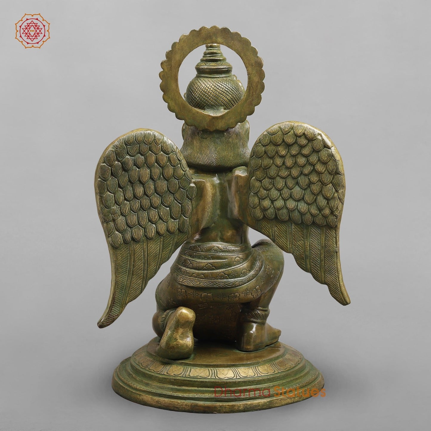 Brass Garuda Seated Fine, Patina Finish 27”