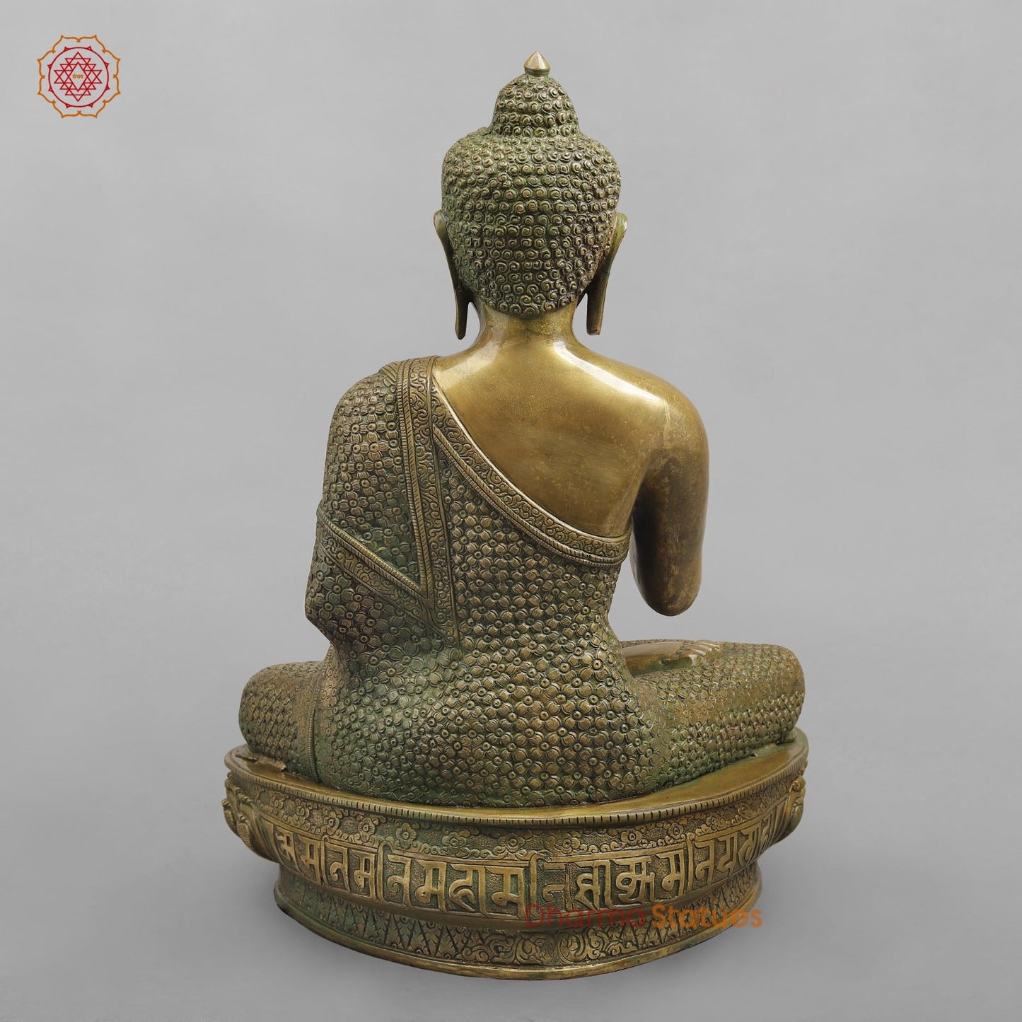 Brass Buddha seated Blessing Posture, Antique Patina Finish 22”