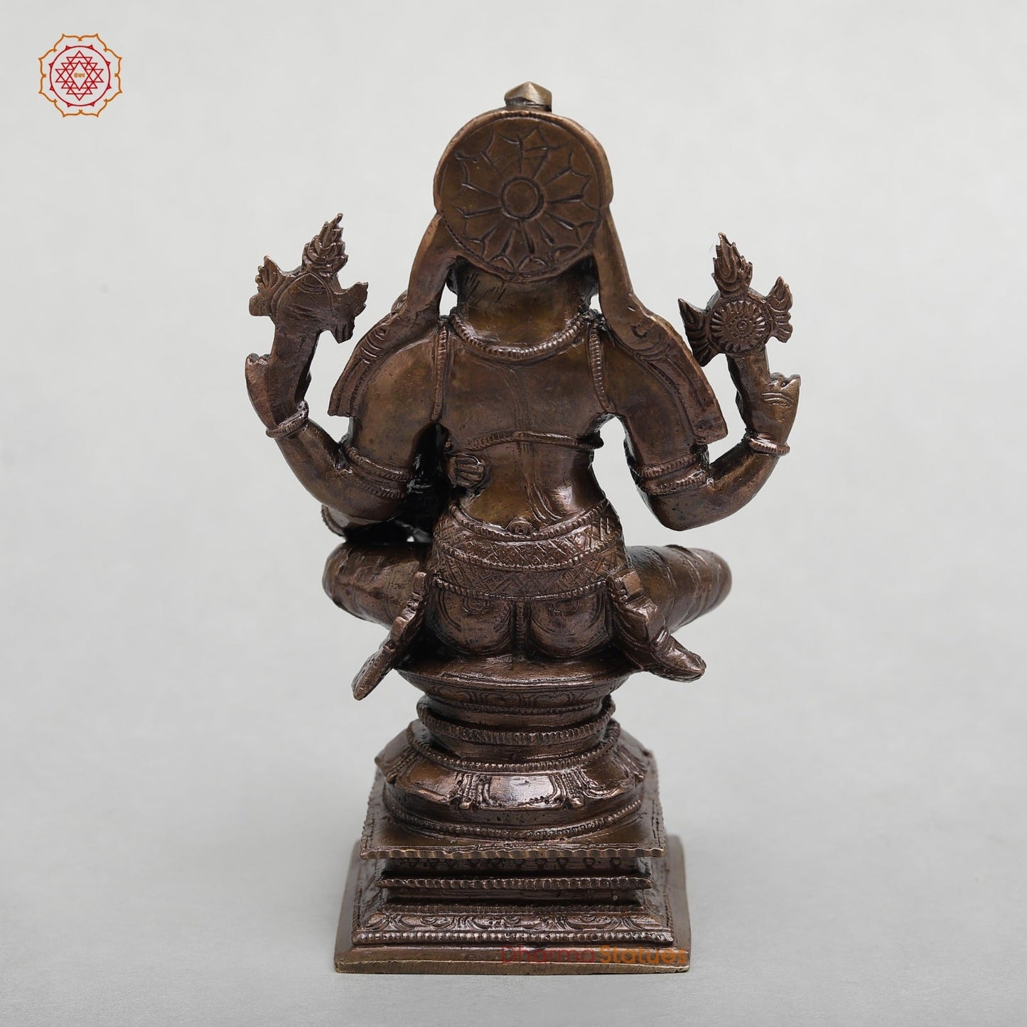 Copper Narsimha Seated With Lakshmi Fine 6"