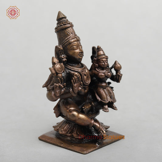 Copper Shiva Parwati Seated Fine 3”