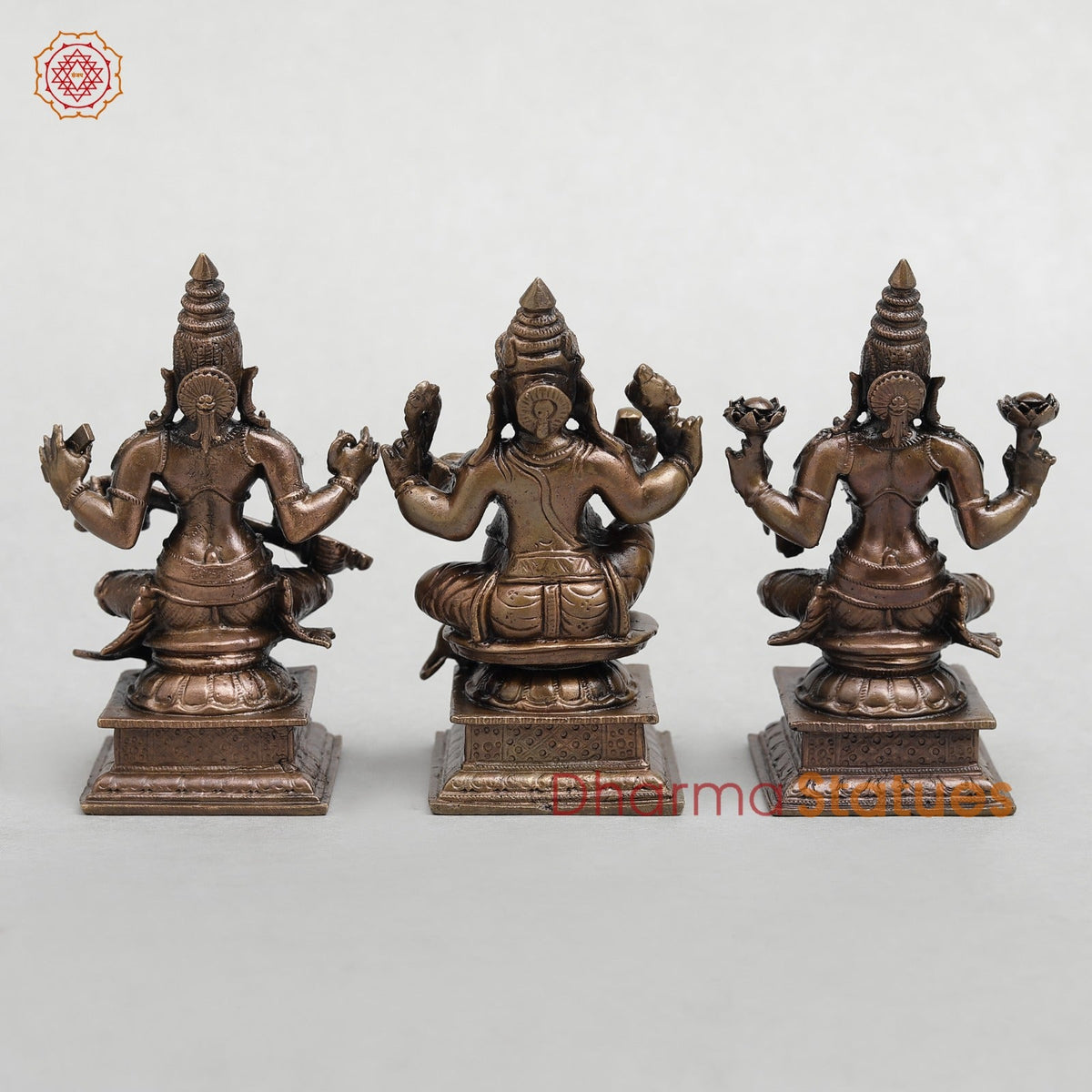 Copper Lakshmi Ganesh Saraswati set seated 4.5”