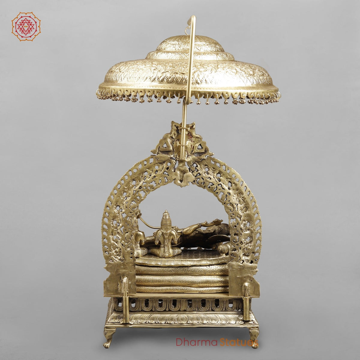 Bronze Vishnu Resting With Lakshmi & Brahma (Anantashayana) Fine 40” Origin - Swamimalai, Tamil Nadu