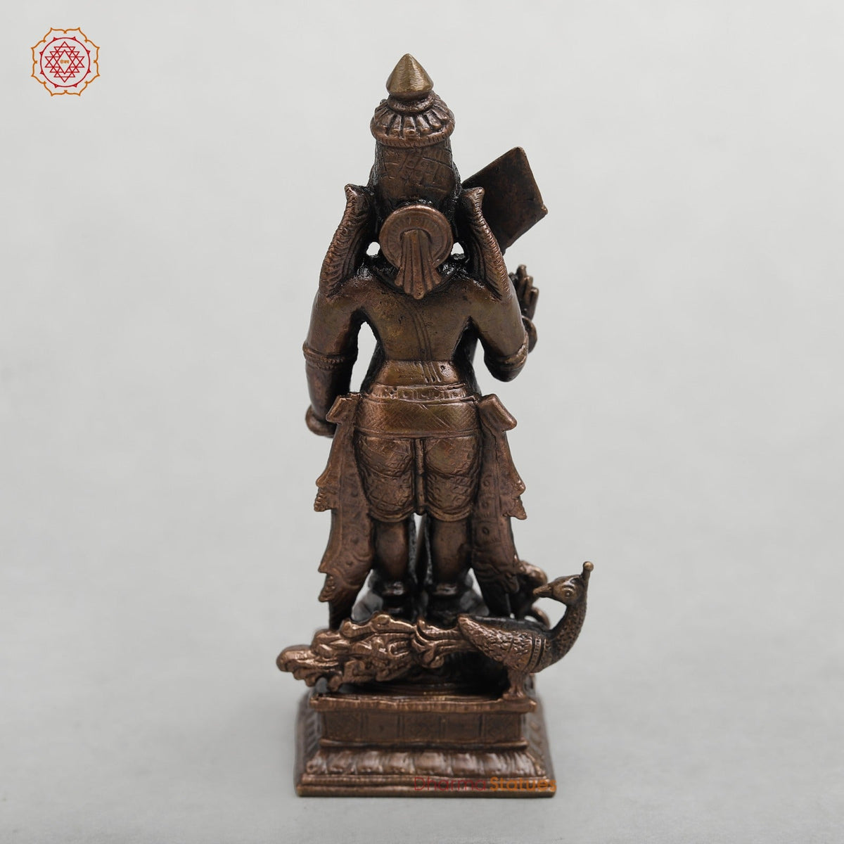 Copper Kartik standing With Peacock Fine 5”