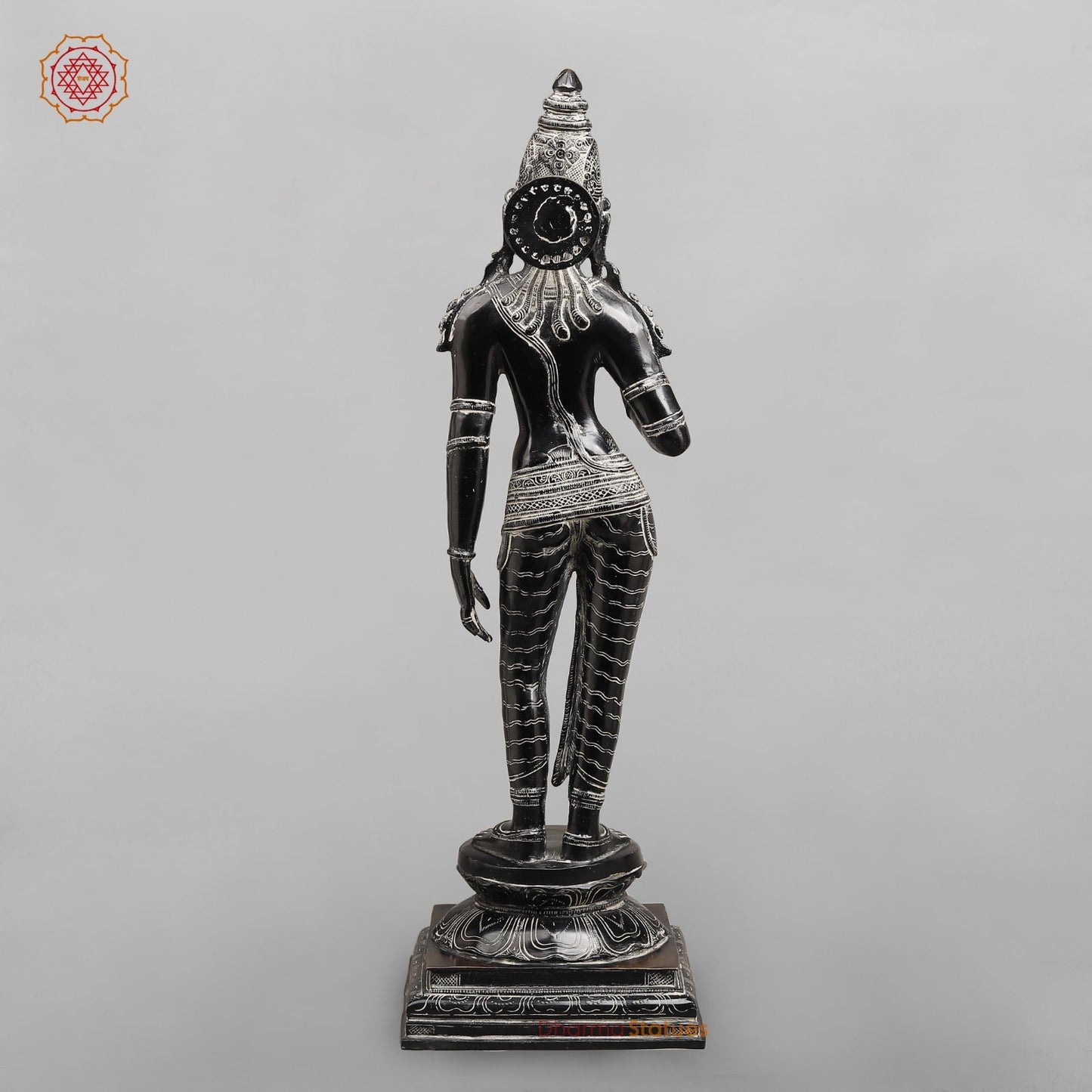 Brass Parwati Standing Fine (South Indian Style) Fine, Antique Rustic Finish 27”