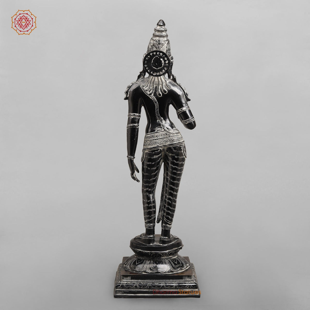 Brass Parwati Standing Fine (South Indian Style) Fine, Antique Rustic Finish 27”