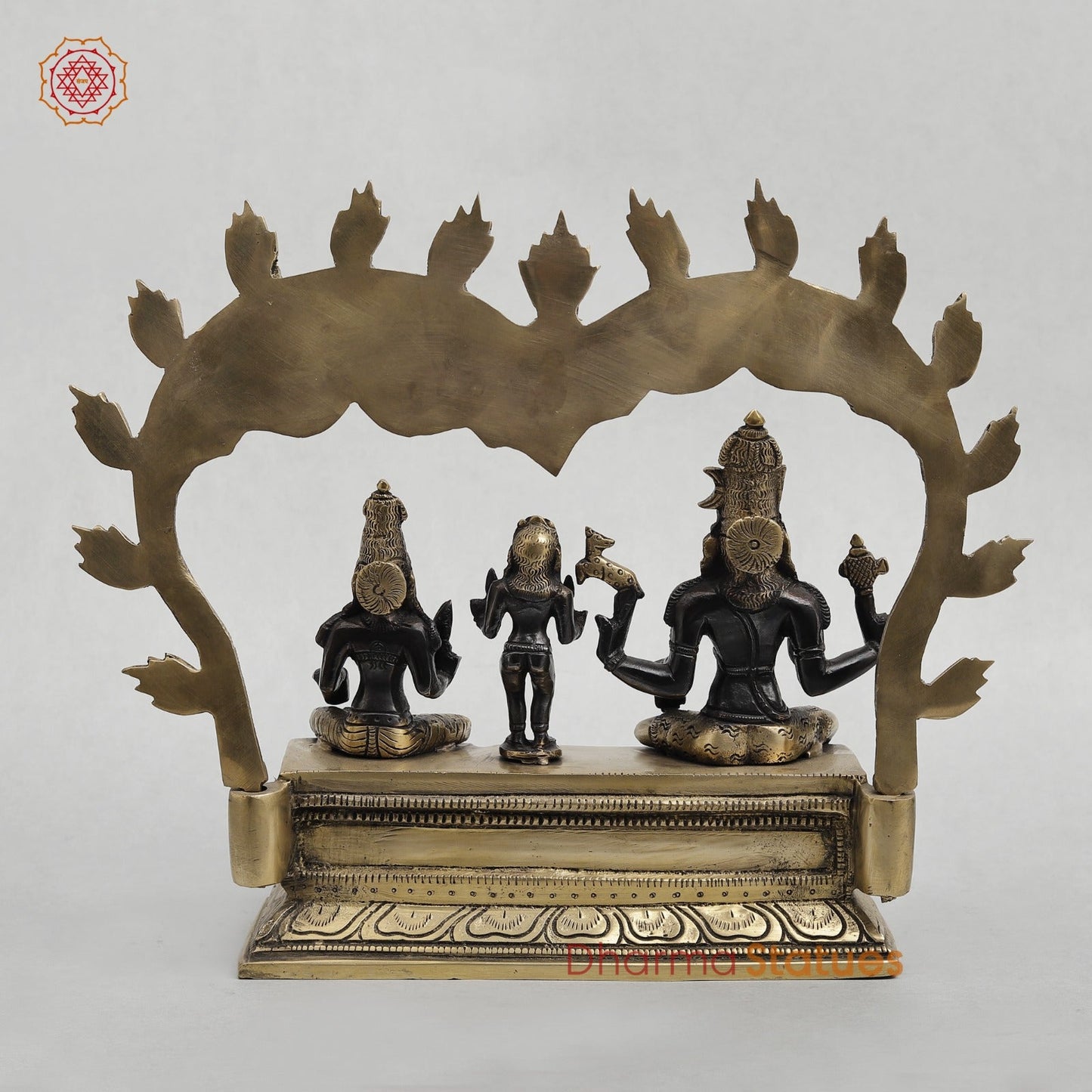 Brass Somdaskandar (Shiva Parwati with Kartik) Fine, Royal black Finish 11”